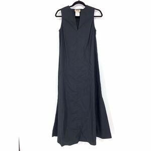 Fuzzi Womens IT 40 US Sz 4/XS Sleeveless Maxi Dress Black Cotton V-Neck A-Line
